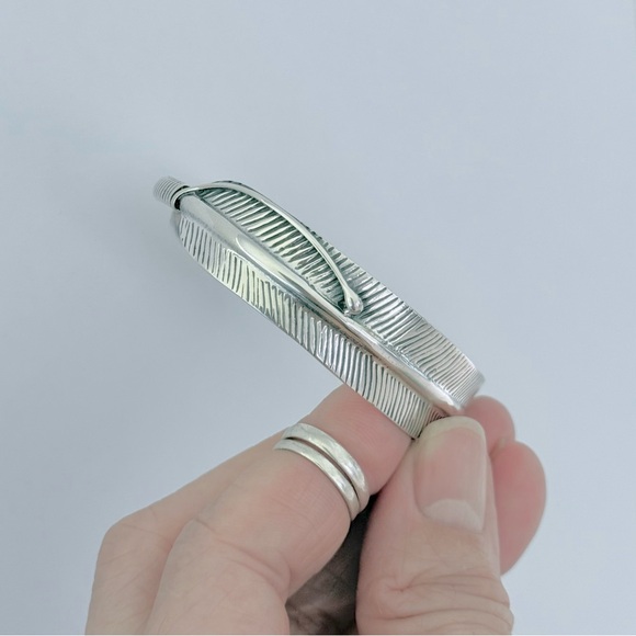 Sterling Silver Feather Bangle Bracelet, Silver Bracelets, Bangles, Angels Wing - Picture 10 of 14